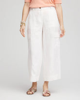 Alabaster Linen Cargo Wide-Leg Cropped Pants