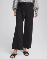 Black Belted Twill Utility Cropped Pants