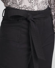 Black Belted Twill Utility Cropped Pants