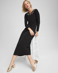 Black Embellished Column Maxi Dress
