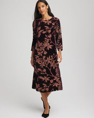 Night Bloom Burnout Velvet Midi Dress