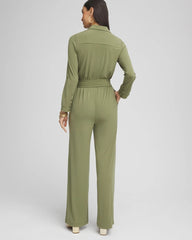 Rustic Olive Belted Jersey Maxi Jumpsuit