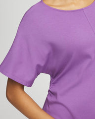 Plum Shade Fit and Flare Cinched Waist Dress