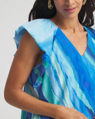 Multi Cotton-Silk Voile Popover Dress