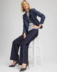 Cedar Rinse Frayed High-Rise Wide-Leg Jeans