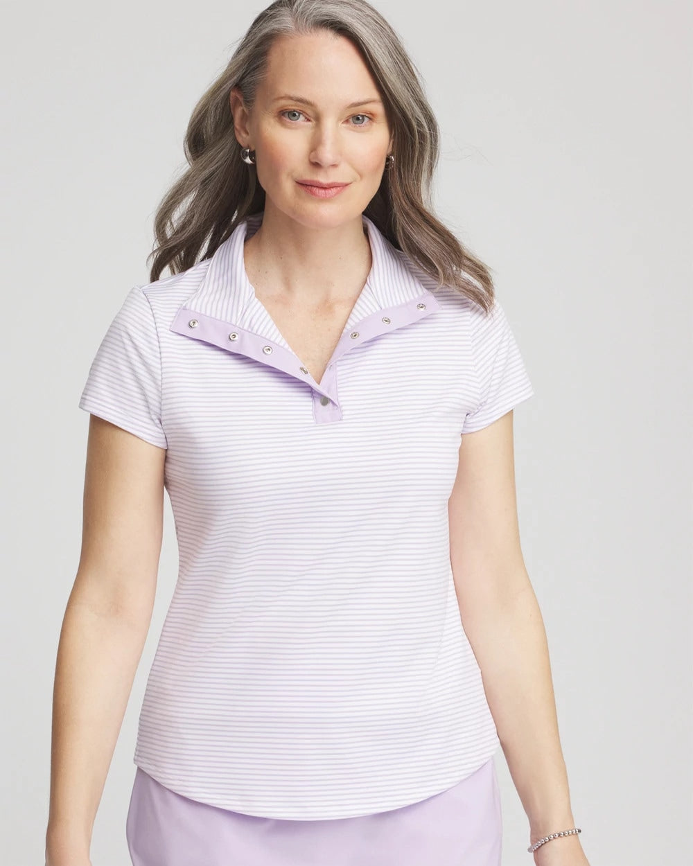 Violet Aura Zenergy® Striped UPF Short-Sleeve Top