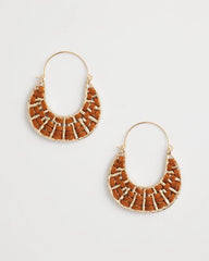 Neutral Leather Half-Moon Hoop Earrings