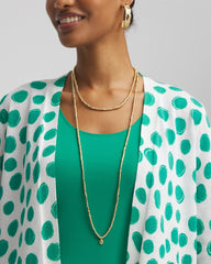 Gold Long Goldtone Seed Bead Necklace