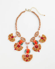 Multi Tropical Floral Bib Necklace