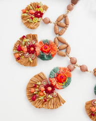 Multi Tropical Floral Bib Necklace