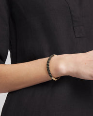 Black/Gold Thread Wrapped Cuff Bracelet