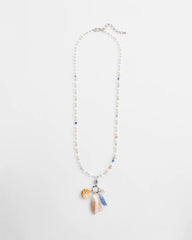 Multi Seashell Beaded Pendant Necklace