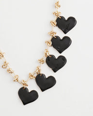 Black Black Heart Drop Off Necklace