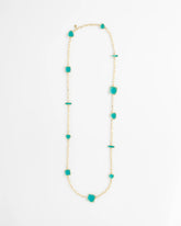 Blue Gold Tone Single-Strand Necklace