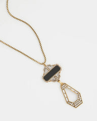 Black/Gold Adjustable Amulet Pendant Necklace