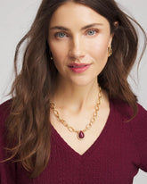 Purple Convertible Three-Strand Stone Pendant Necklace