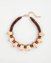 Neutral Shell & Wood Bib Necklace