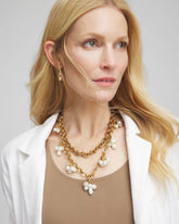 White/Gold Modern Pearl Clusters Choker Necklace