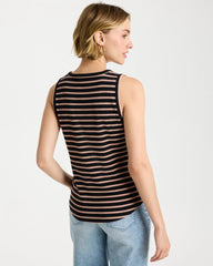 Mocha Mousse Striped High Neck Rib Tank