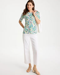 Topanga Green Leafy Swamp Pima Elbow Sleeve Tee