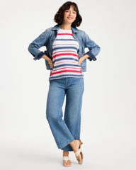 Passport Blue Cotton Button Trim Tank