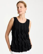 Black 3-D Ruffled Tank
