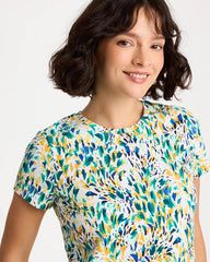Alabaster Printed Cotton Stretch Cap-Sleeve Tee