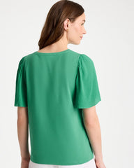 Green Clover Gauze Sleeve Soft-Stretch Tee