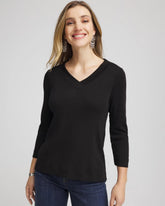 Black Pima Cotton 3/4 Sleeve Tee
