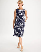 Passport Blue Jersey Knit Printed Shift Dress