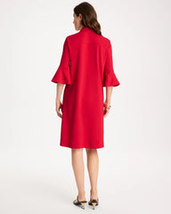 Cherry Lush Ponte Knit Flounce Sleeve Dress