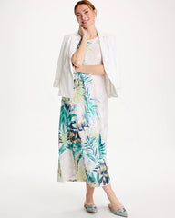 Alabaster Jersey Knit Tropical Maxi Dress