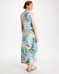 Alabaster Jersey Knit Tropical Maxi Dress