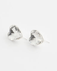 Neutral Crystal Heart Gem Drop Earrings