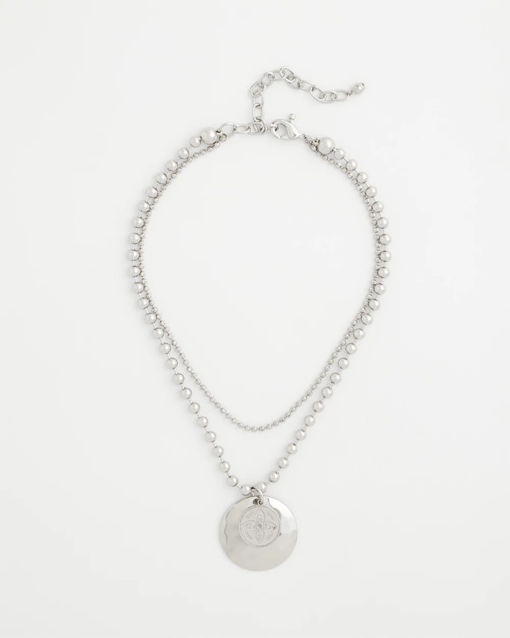 Silver Short Silver Ball Chain Pendant
