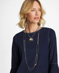Silver Short Silver Ball Chain Pendant