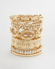 Gold Textured Circle Stretch Bracelet