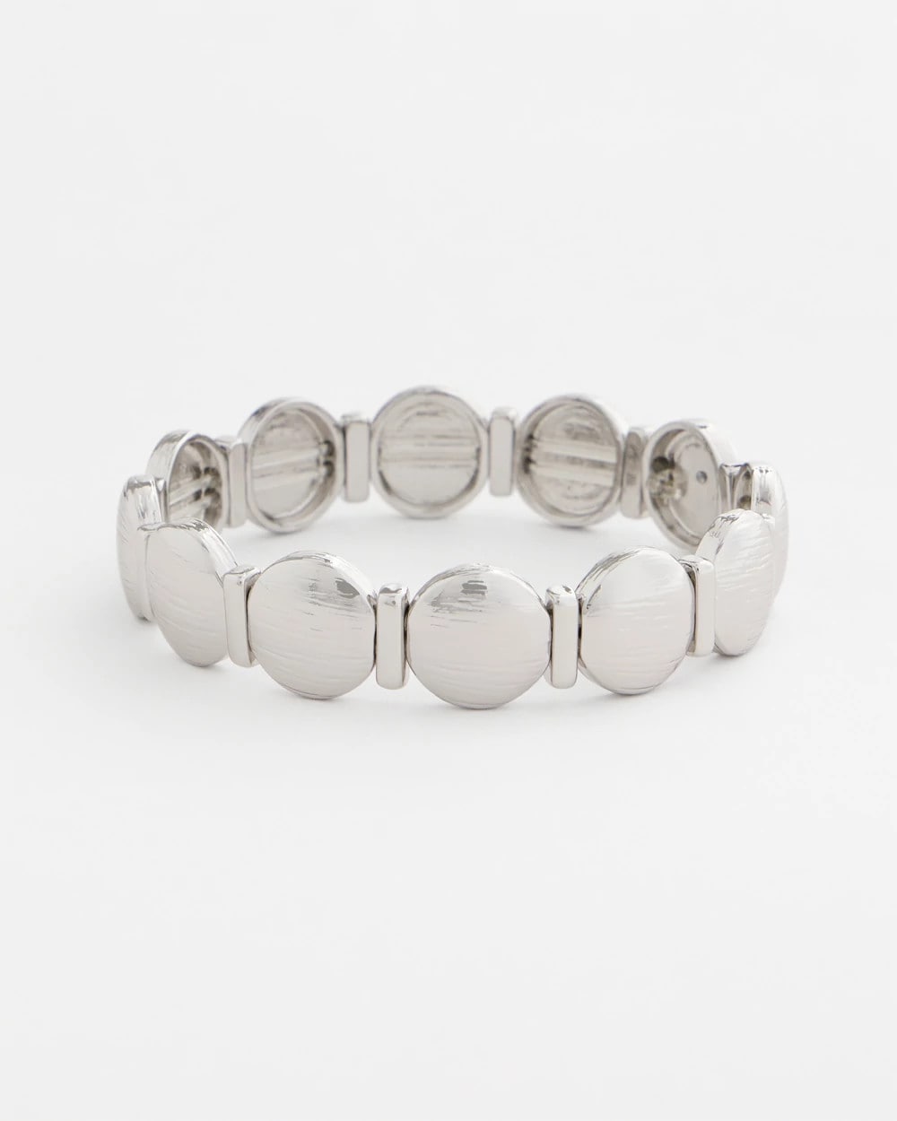 Silver Silver Textured Circle Stretch Bracelet