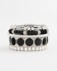 Black Black Barrel Bead Stretch Bracelet