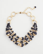 Navy Gold & Navy Bead Necklace