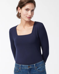 Classic Navy Touch of Cool™ Square Neck Tee