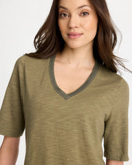 Lichen Cotton Slub V-Neck Tee