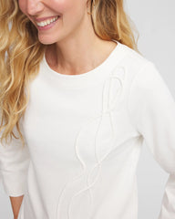 Ecru Soutache Stitch Top