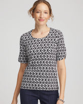 Black Printed Pima Elbow Sleeve Tee