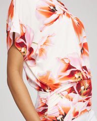 Orange Tango Touch of Cool™ Tropical Ruched Banded Hem Top