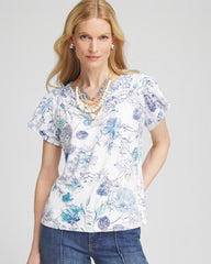 Alabaster Touch of Cool™ Floral Flutter Sleeve Tee