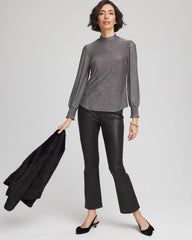 Silver Glitter Sparkle Smocked Top