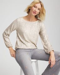 Champagne Fizz Drizzled Sequins Bubble-Hem Top