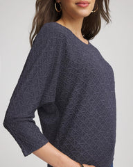 Denim Textured Denim-Motif Tapered-Hem Top