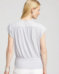 Dove Gray Foiled Knit Banded Bottom Top